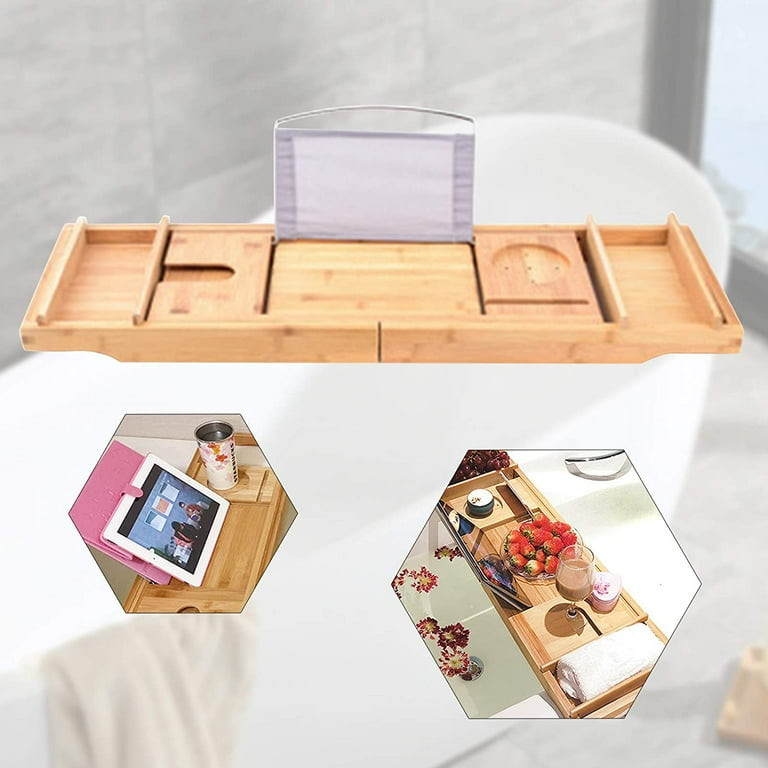 Homede Meledyn Bamboo Bath Shelf 70 X 23 X 4.5 Cm Slide