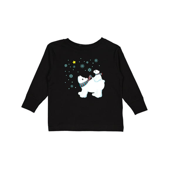 Inktastic Christmas Polar Bear and Cub with a Star Boys or Girls Long Sleeve Toddler T-Shirt