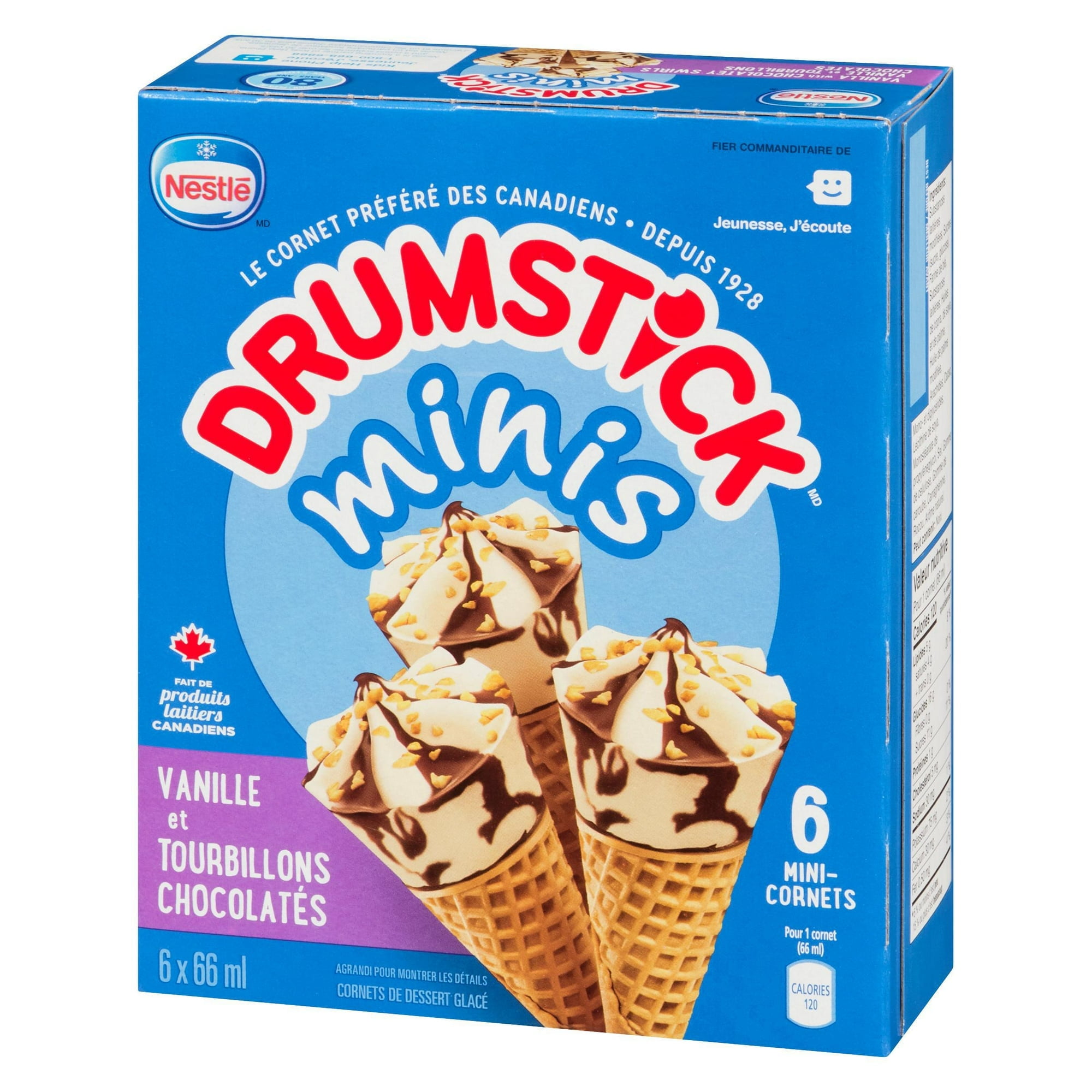 NESTLÉ® DRUMSTICK® Minis Vanilla with Chocolatey Swirl Frozen Dessert Cones