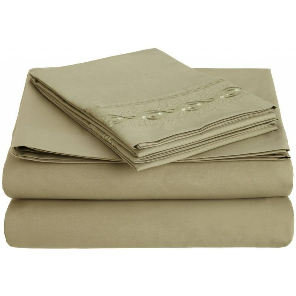 Premier 1800 Chain Design 4pc Bed Sheet Set Full (Double) Size, Sage Olive Green, Full size