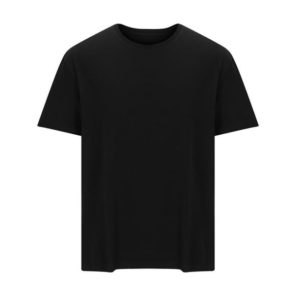 SROBPTY Mens Summer Top, Short Sleeve Shirts for Men, Men's Summer Casual Loose Short Sleeve Round Neck T Shirt Black, XL