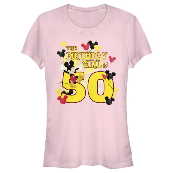 Junior's Mickey & Friends This Birthday Girl Is 50 Graphic Tee Light Pink Medium
