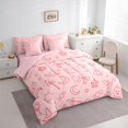 thumbnail image 2 of Manfei Pink Halloween Skull Print Full Size Bedding Sets for Girls, Kawaii Bow Ghost Full Size Bed in a Bag, Pink Reversible, 7-Piece, 2 of 7