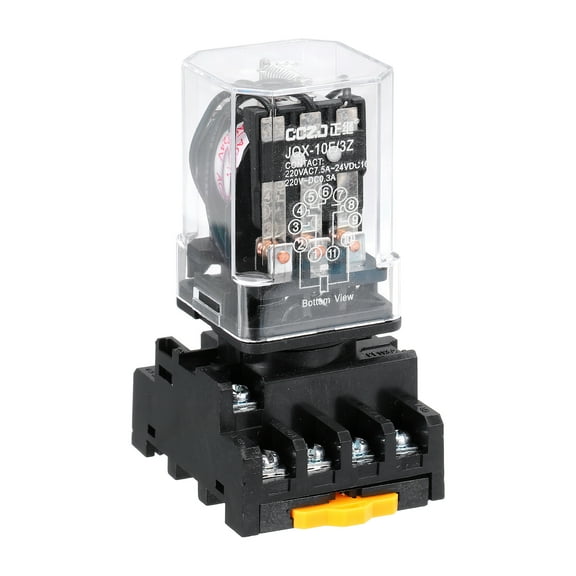 MK2P-I DPDT Power Relay, AC 24V 11 Pin Relay with Socket Base 3NC 3NO JQX-10F/3Z