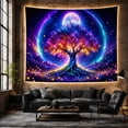 thumbnail image 6 of Cosmic Tree Under Glowing Moon & Portal in Starry Sky, Serene Mystical Celestial Art for Space Lovers, Cosmic Wall Art, Birthday Gift Tapestry Wall Hanging for Bedroom, Living Room and Dorm, 6 of 7