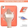 thumbnail image 4 of ELEHOLD Case for iPad Air (M2) 11 inch (2024) / iPad Air 4 & 5 10.9 Inch (2020/2022) / iPad Pro 11 2022, Military Grade Shockproof Silicone Protector with Pencil Holder+ Rotating Stand,Orange, 4 of 7