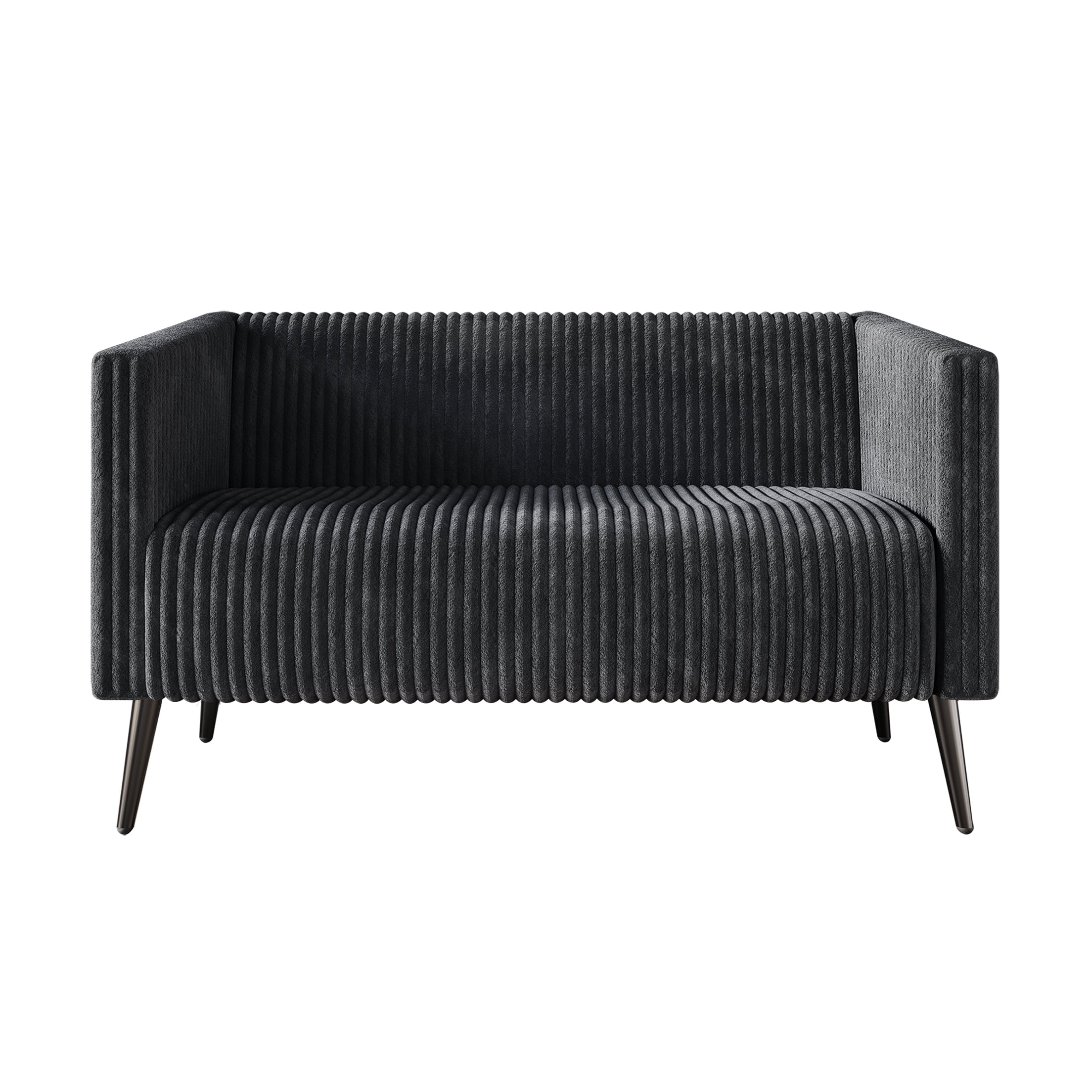 Castle Place Luxurious Corduroy Velvet Upholstered Loveseat, Grey