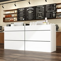 KULAGAGA Reception Desk with Shelves, Modern Front Counter Table Checkout Retail Counter for Reception Room Lobby Shop