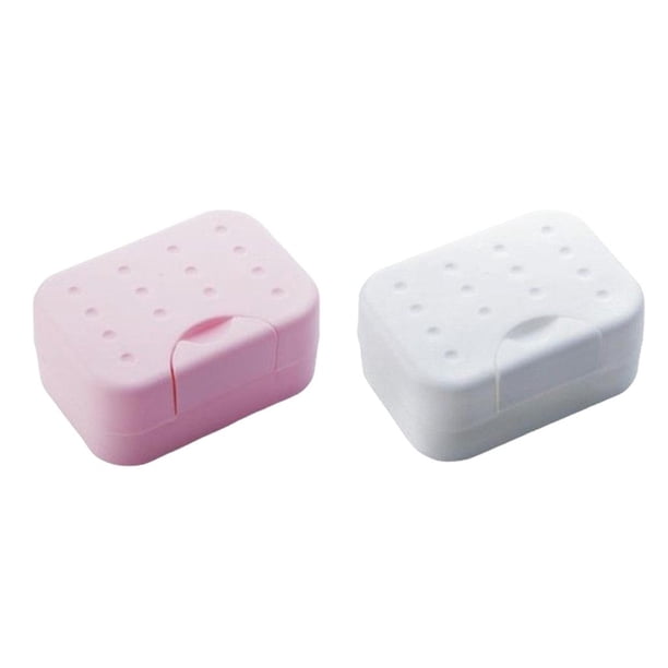 2 Uds Caja De Jabón De Viaje Soporte Para Platos Para Gimnasio Senderismo Blanco Rosa Baoblaze Jabonera