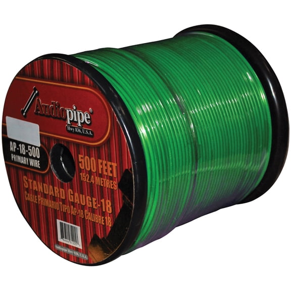 Audiopipe Primary Wire 18-Gauge 500 Foot Spool - Green