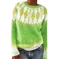 thumbnail image 2 of Chandail Isle Chandail à Enfiler Chandail Léger en Tricot Chandail de Base Hauts Col Rond Chandail Ample Chandail Doux en Tricot Manches Longues Chandail Tricoté à Enfiler Hauts Graphiques Vêtements d'Automne Hiver Confortable Mignon Vert Pâle 3TG, 2 of 4