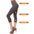 thumbnail image 3 of Women's Solid Color Seamless Wide Waistband Capri Leggings, 3 of 4