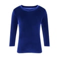 thumbnail image 5 of lcziwo Flash Deals Womens Plus Size Velvet Tops Long Sleeve Casual Solid Color Blouses Vintage Lightweight Crew Neck Tee Shirts,Blue,XXXXL, 5 of 6