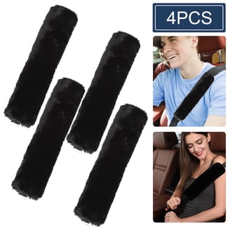 Car Seat Belt Shoulder Pad Cover - 19.5 Inch, Crystal Velvet, For Neck & Shoulder Comfort (Black)