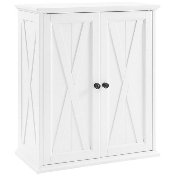Bowery Hill 2-Door Stackable Modern Wood Pantry in Distressed White