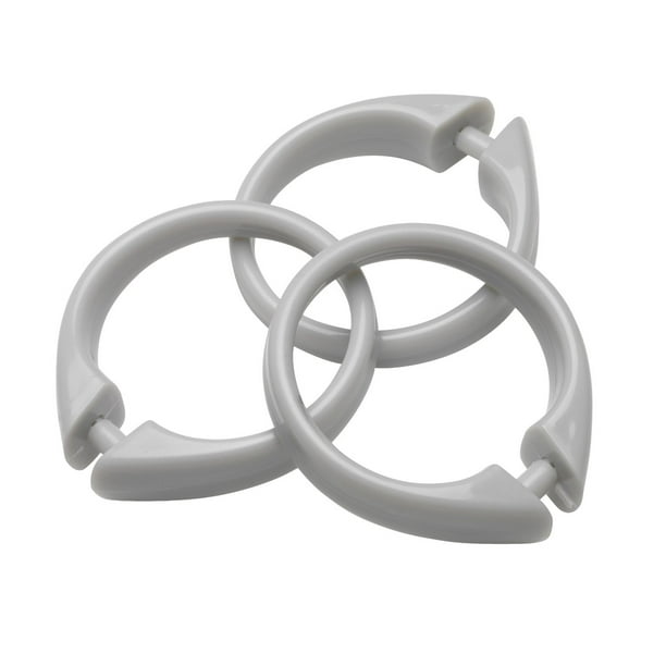 Silver Gray Set Of 12 Easy To Use Plastic Snap On Shower Curtain Rings Size 2 Diameter Com Plastic Snap On Shower Curtain Rings, Curtain Snap Rings