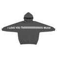 thumbnail image 6 of Avrnliq Womens Dark Gray Oversized Graphic Hoodie I Love You This Much Valentine's Day Zip Up Fleece Gift for Her,Size S, 6 of 9