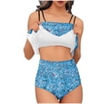 thumbnail image 1 of Trajes de Baño de Bikini de Mujer Conjunto de Cintura Alta de Vendaje de Impresión Sexy con Almohadillas de Pecho, Conjunto de Bikini de Mujer Conservador Y sin Mangas, 1 of 9