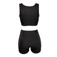 thumbnail image 4 of OOOUM Women 2 Piece Workout Set Square Neck Crop Tank High Waist Biker Shorts Outfit Ladies Stretchy Athletic Sports Yoga Tracksuit Black XL, 4 of 4