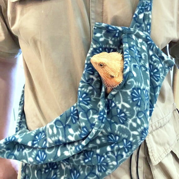 Adjustable Reptile Sling for Bearded Dragons Lizards and Small Pets Reptile Carrier to Prevent Them Falling or Slipping from Your Body (Blue)