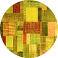 thumbnail image 1 of Ahgly Company Indoor Round Patchwork Yellow Transitional Area Rugs, 4' Round, 1 of 4