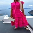 thumbnail image 2 of Elegant Women‘s Long Dress with Fly Sleeves and Button-down Design, 2 of 5