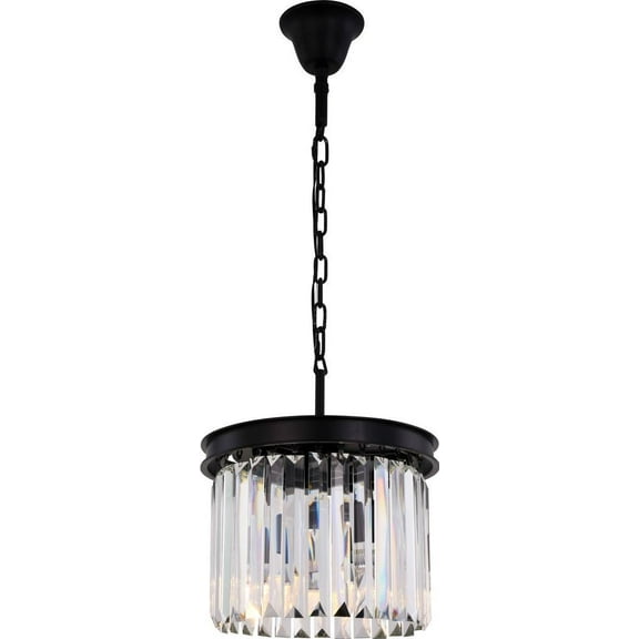 SYDNEY Pendant Traditional Antique 3-Light Crystal Matte Black Steel Wire