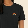 thumbnail image 5 of Dalix Rainbow Embroidered Cropped Flowy Soft Cotton Short Sleeve T Shirt Womens in Dark Heather XL X-Large, 5 of 5