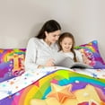 thumbnail image 4 of Manfei Unicorn Initial 7-Piece Twin Bedding Sets,Cartoon Unicorn Bedding Comforter Set,Galaxy Stars Breathable Sheet Sets,Ultra Soft Kawaii Room Decor,Reversible, 4 of 7