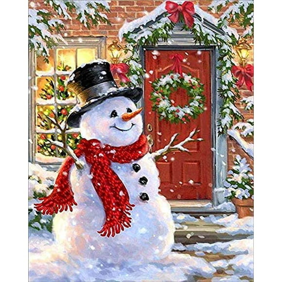 5D Diamond Painting Full Drill Kits, Yeesam Art Christmas Gift Snow Man Door DIY Round Diamond Art Mosaic Crafts Cross Stitch Kits 25x35cm