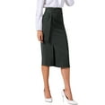 thumbnail image 4 of INSPIRE CHIC Women's Work Midi Skirt Straight Knot Split Hem High Waisted Skirts S Grey, 4 of 6