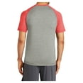 thumbnail image 2 of Mens Tri-Blend Wicking Polyester/Cotton/Rayon Raglan Tee True Red Heather/ Light Grey Heather Large, 2 of 8