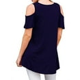 thumbnail image 3 of KVMeteor Women's Cold Shoulder Short Sleeve Tunic Tops Casual Loose Blouse Shirts, 3 of 3