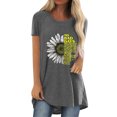 thumbnail image 5 of Mode Femme Décontractée Imprimé Col Rond T-shirt Manches Courtes Ample Blouse Pull, 5 of 5