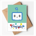 thumbnail image 1 of Clover Lovely Small TV Face Cartoon Wedding Cards Congratulations Greeting Envelopes, 1 of 3