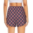 thumbnail image 2 of Lsque Red Blue Checked Printed Women's Running Shorts with Liner Pockets,Elastic Quick Dry Workout Athletic Gym Yoga Shorts,Womens High Waist Shorts-XX-Large, 2 of 9