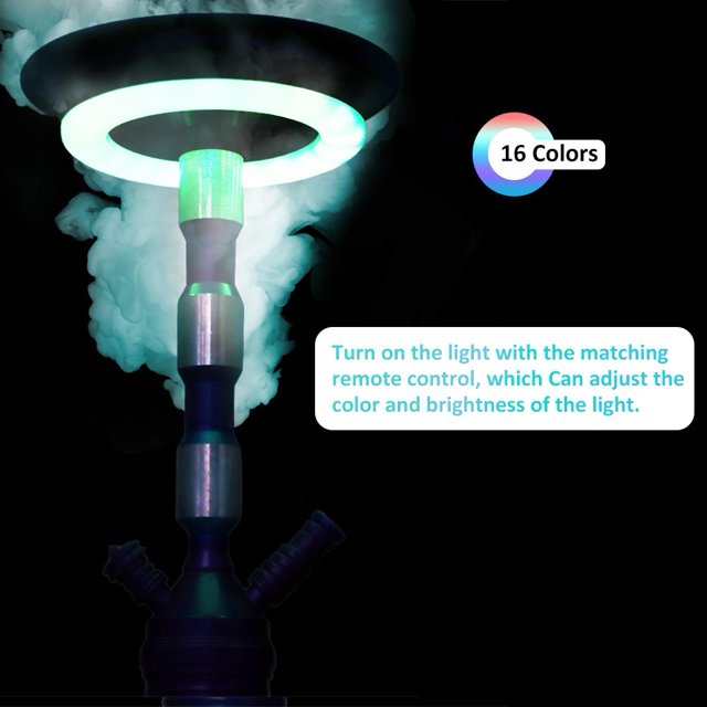 Anillo de luz LED Shisha Hookah Cambio de color magnético Luz de ambiente Regulable con control remoto Kit de lámpara recargable ZefeiWu 8390614821149