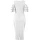 thumbnail image 5 of Vestido midi de noche de fiesta sexy elegante con cuello en V y hombros descubiertos con mangas con volantes lisos Vestido ajustado Zhivalor WRMH-225-4, 5 of 6