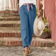 thumbnail image 4 of yunLCZ Women's Casual Plus Size Pants Women's Stretch High Waisted Straight Wide Leg Pants With Breasted Cotton Loose Casual Pants With Pockets Casual Lounge Sweatpants, 4 of 4