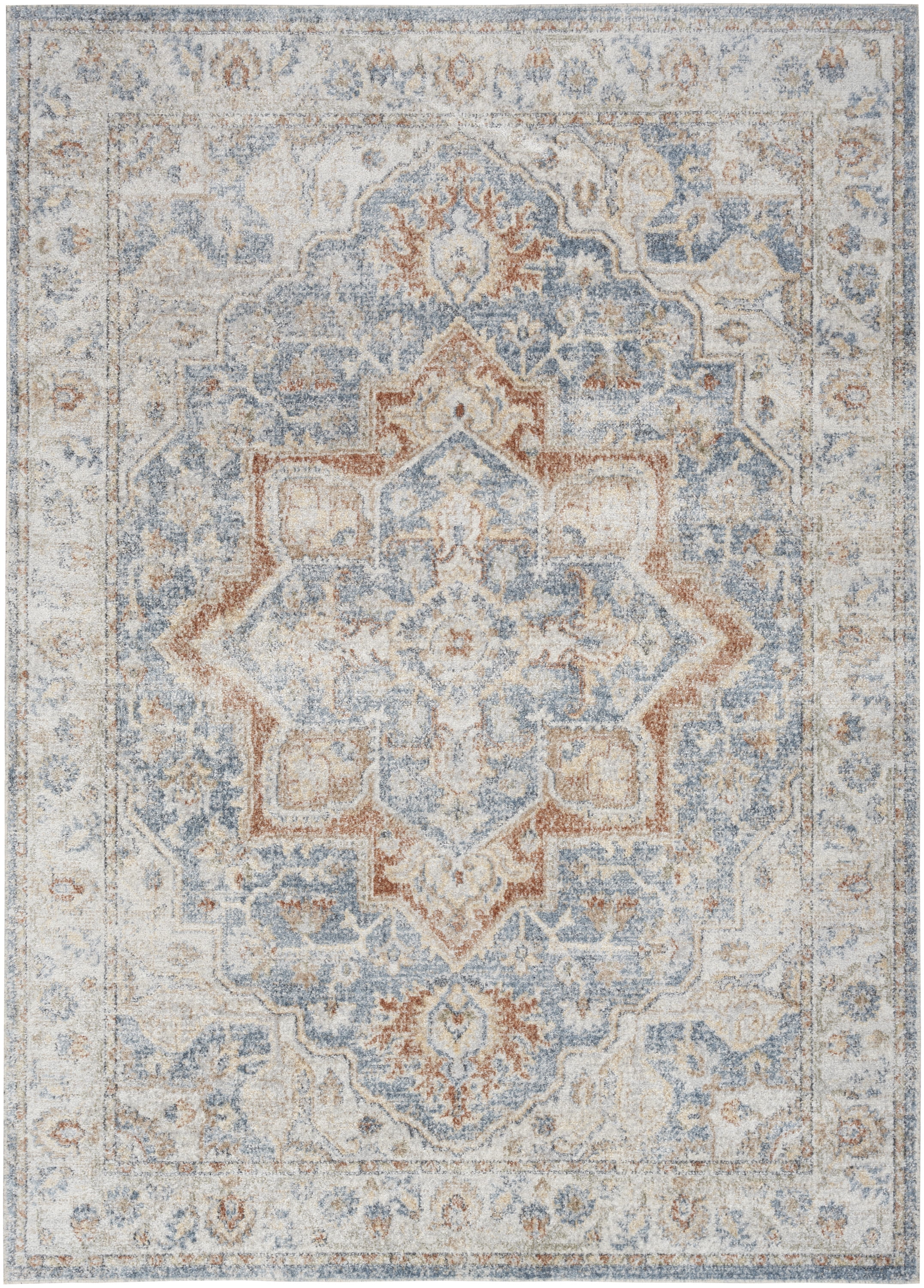 Nourison Astra Machine Washable Persian Denim Multi 6'7" x 9' Area Rug (7x9)