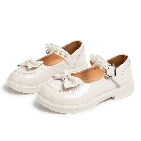 

Girls Mary Jane Flats Square Toe Soft Sole Anti Slip Princess Dress Shoes With Faux Pearl Chain Decor Ankle Strap