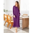thumbnail image 3 of Ekouaer Women Nightgowns Long Casual Nightdress Long Sleeve Sleepwear with Pocket, 3 of 6