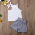 thumbnail image 4 of Toddler Kids Baby Girls Summer Clothes Solid Tops Shorts Pants 2PCS Outfits White 2-3 Years, 4 of 7