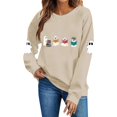 thumbnail image 3 of TKLPEHG Womens Halloween Sweatshirt 2026 Fashion Bookish Reading Ghost Graphic Sweatshirt For Book Lover Long Sleeve Crewneck Funny Pullover (Beige,M), 3 of 7