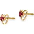 thumbnail image 3 of 14K Yellow Gold Madi K 3mm Garnet Birthstone Heart Earrings (6 X 6) Made In United States gk100, 3 of 6