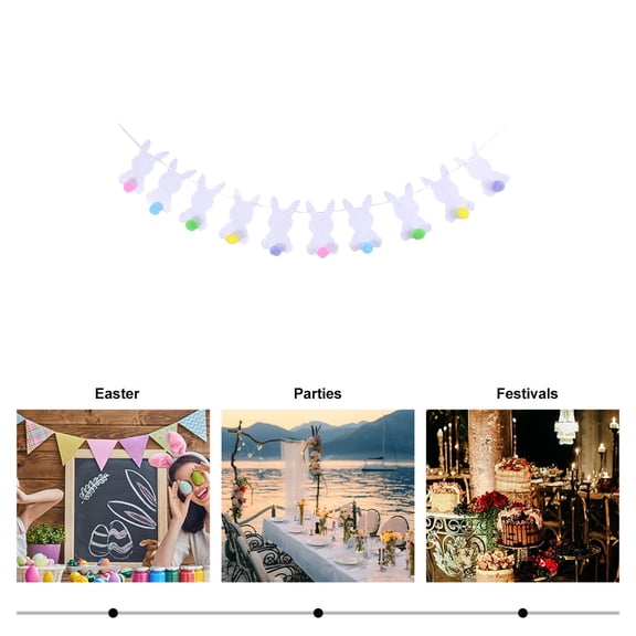 Soimiss Easter Garland Felt White Bunny Decor Party Layout 1 Set