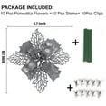 thumbnail image 4 of 10 pack Glitter Artificial Poinsettia Flowers Christmas Wreath Christmas Tree Flowers Ornaments(6.7 inch,Silver), 4 of 7
