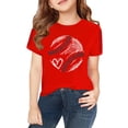 thumbnail image 4 of TIREOW Girls Oversized Baseball Print T-Shirts Kids Cute Print Short Sleeved Athletic Tee Shirt Teen Preppy Loose Blouse ﻿ (Red, 3-4 Years), 4 of 7