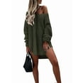 thumbnail image 2 of Sweaters for Women Cable Knit V Neck Solid Color Long Sleeve Casual Loose Fit Soft Pullover Tops Army Green XXXL, 2 of 7