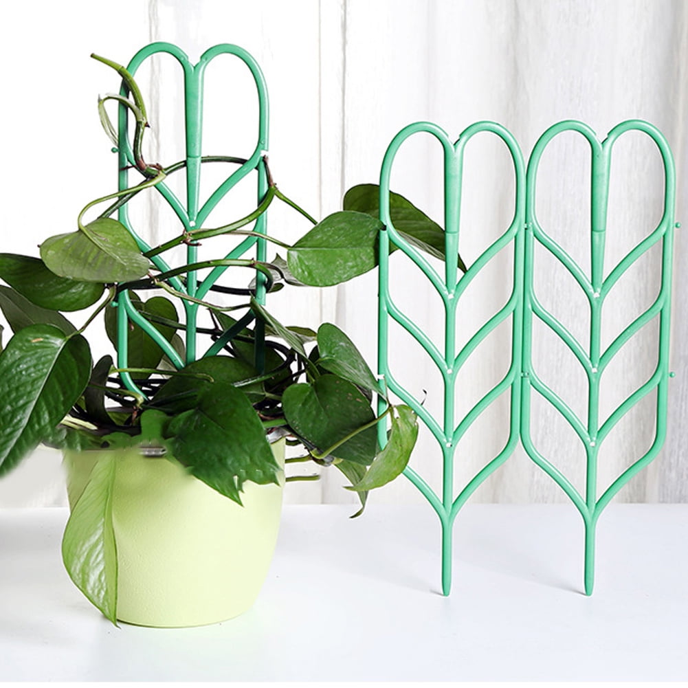Clever Me Eco Plant Trellis Indoor 2 Pack Green Leaf Design Looks Beautiful While Your Plant Grows Trellis for Climbing Plants Outdoor 55” Tall Stylish Metal Trellis for Potted Plants 